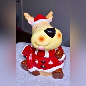 Vintage Festive Reindeer Cookie Jar